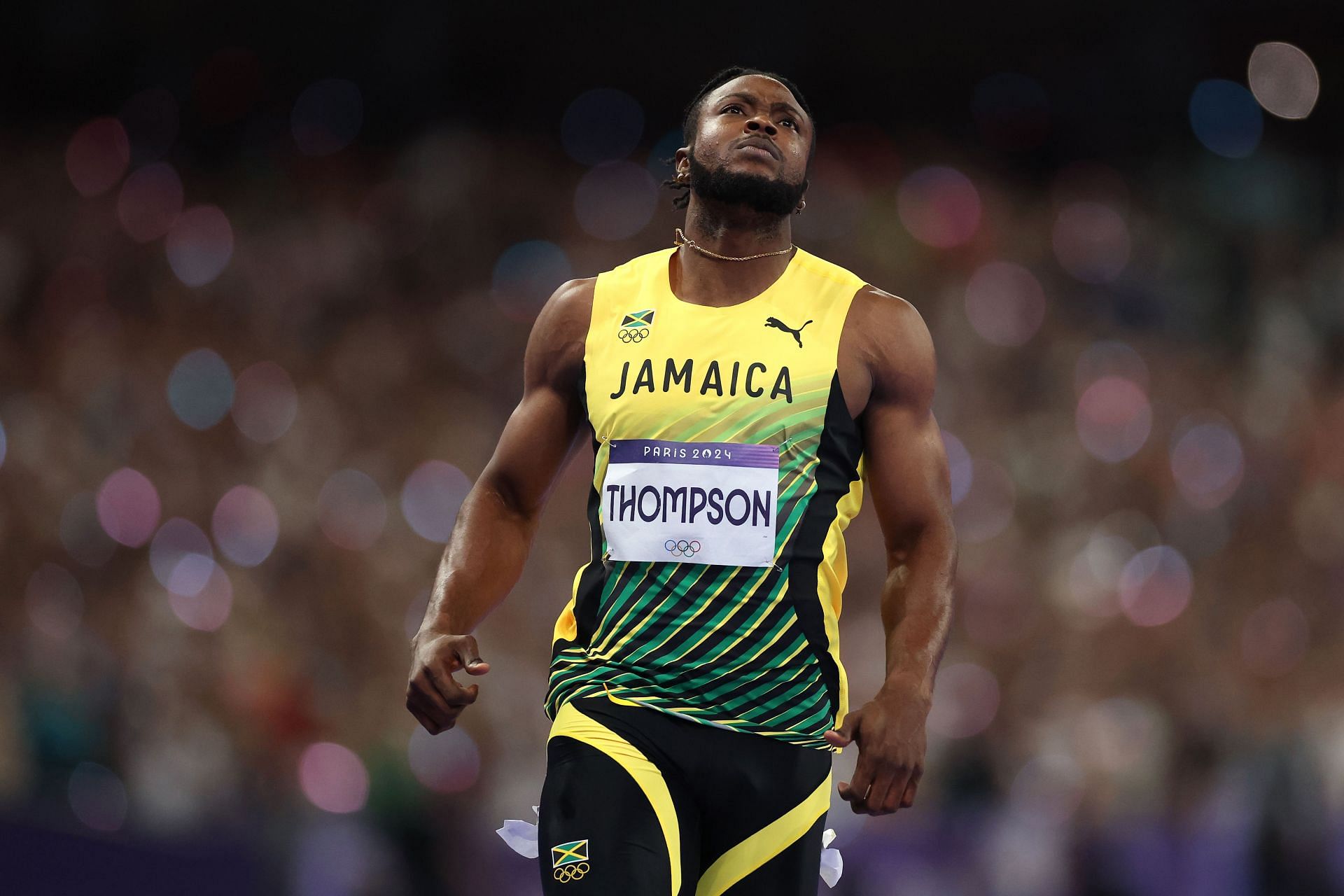 Kishane Thompson during his race at the quadrennial games (Image via: Getty)